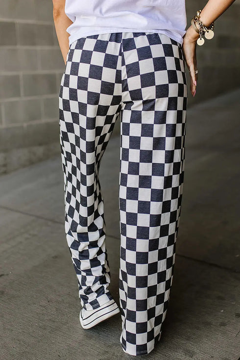 'Lola' Checkered Wide Leg Pants - Celes Fashion